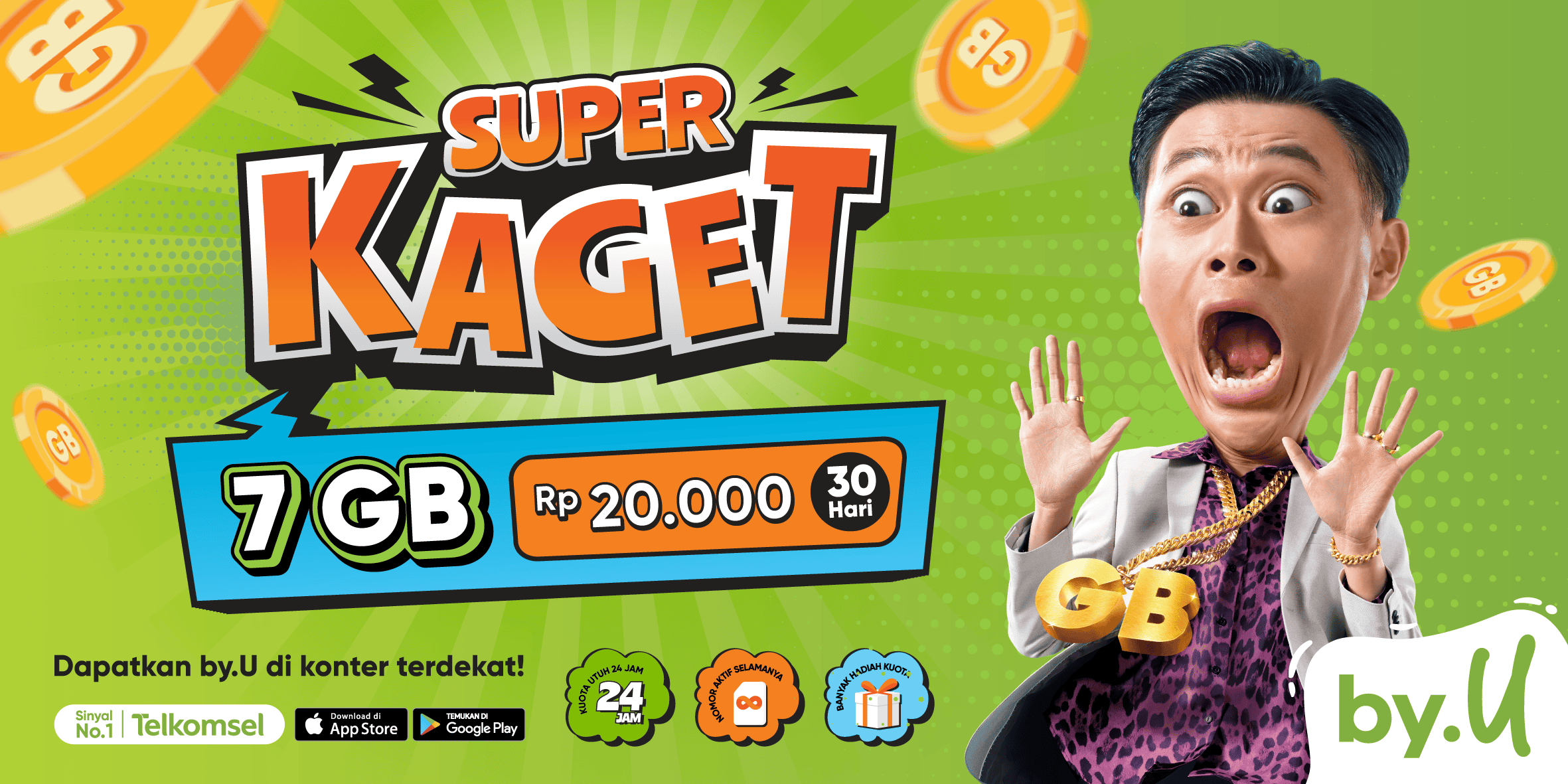 Banner Beli Sim Card dan Paket Data by.U itu ga harus pakai aplikasi loh! Simak caranya di sini! 