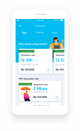 Pilih Data/Topping/Pulsa